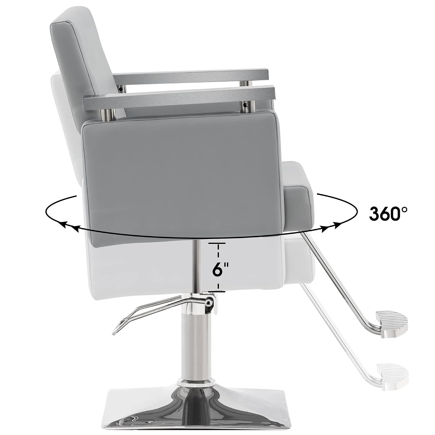 BarberPub Classic Hydraulic Barber Chair Styling Salon Chair for Hair Stylist Beauty Spa Equipment 8808 (Grey)