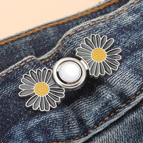 Image of 4 Set Adjustable Waist Buckle for Loose Jeans Pants Pearl Detachable Instant Button Pins Tightener Fit Skirt Robe Tightening Extender Skirts Jean Teddy Clips