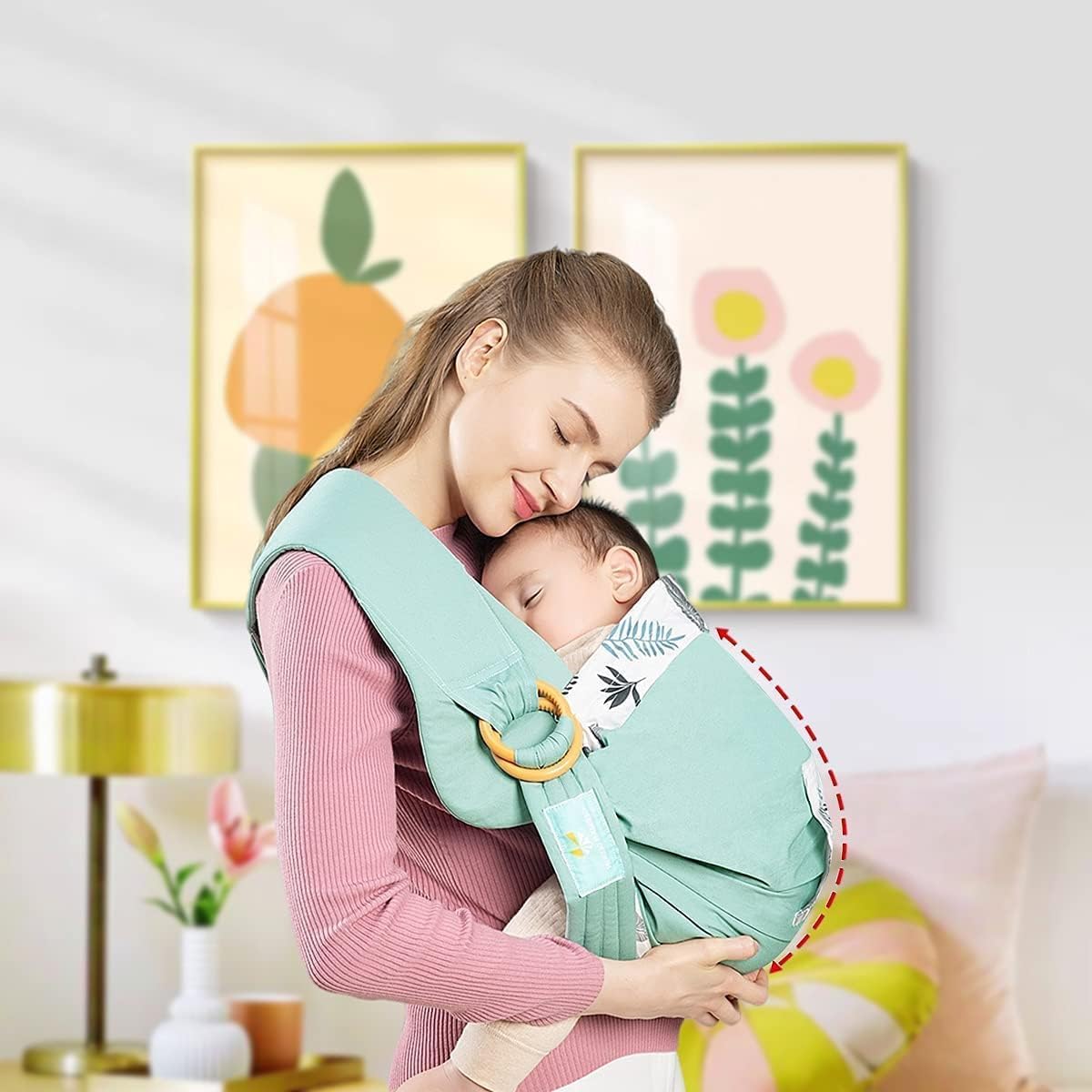 KEYOZA Ergonomic Baby Sling Carrier Wrap Cotton, Breastfeeding and Stroller Cover Adjustable for Newborn Baby up to 15kg - Special Carrier/Sling for Preemie Babies (Multi Cotton) - Image 2 thumbnail