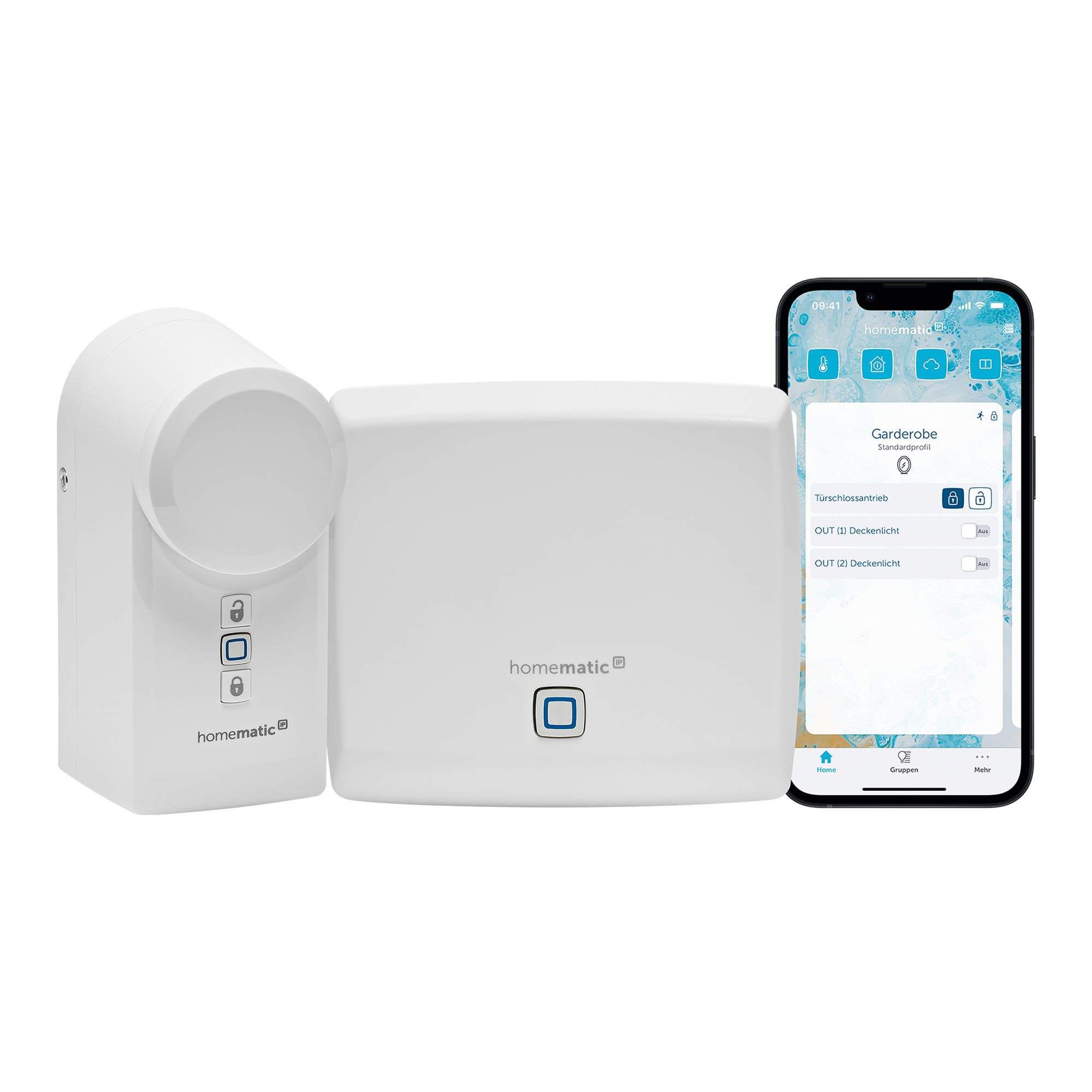 Homematic IP Starter Set Mini Access, Smart Home, serrure électronique pour porte, Smart Lock réarmable sans conversion, contrôlable par application, Alexa et Google Assistant, 161228A1