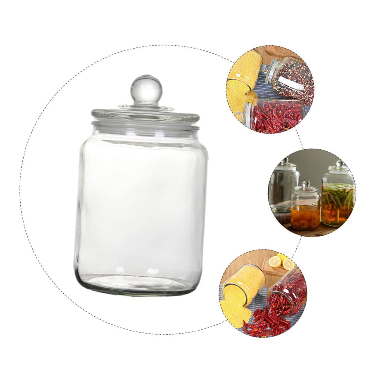 Tarro de Té Hermético de Vidrio 2l Silicona para Cocina | Transparente, Cierre de Sellado, Fácil de Limpiar, Recipiente de Almacenamiento para Alimentos y Café