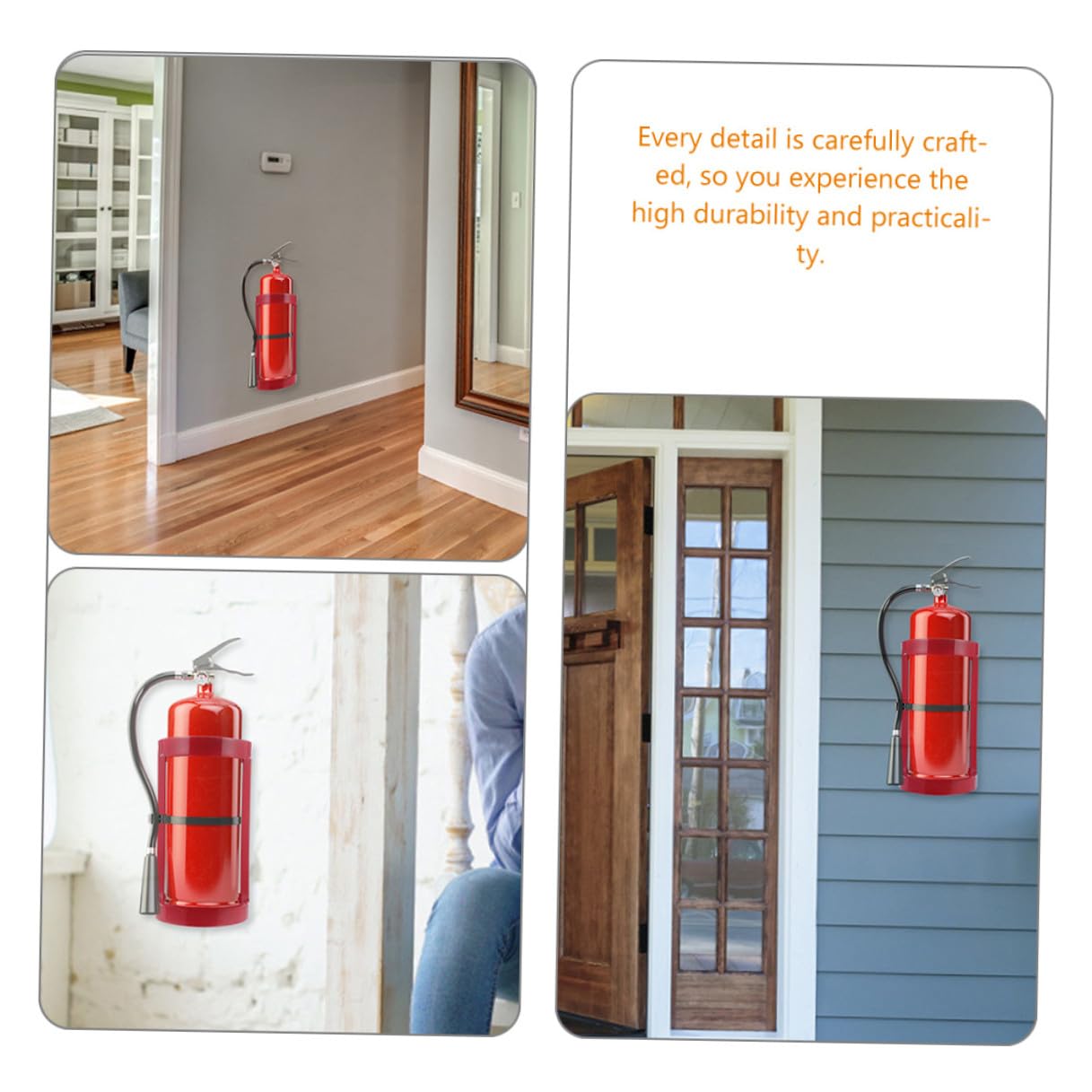 Soporte de Pared Resistente para Extintor de Incendios Rojo de Acero, Colgador Práctico y Pesado para Uso en Casa y Hotel