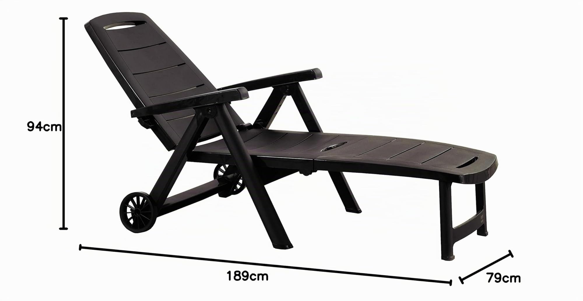 Shaf Jardin Antibes | Tumbona Plegable de Exterior con Ruedas en Color Wengué | Fabricado en España con Materiales Reciclados, 189 x 79 x 94 cm