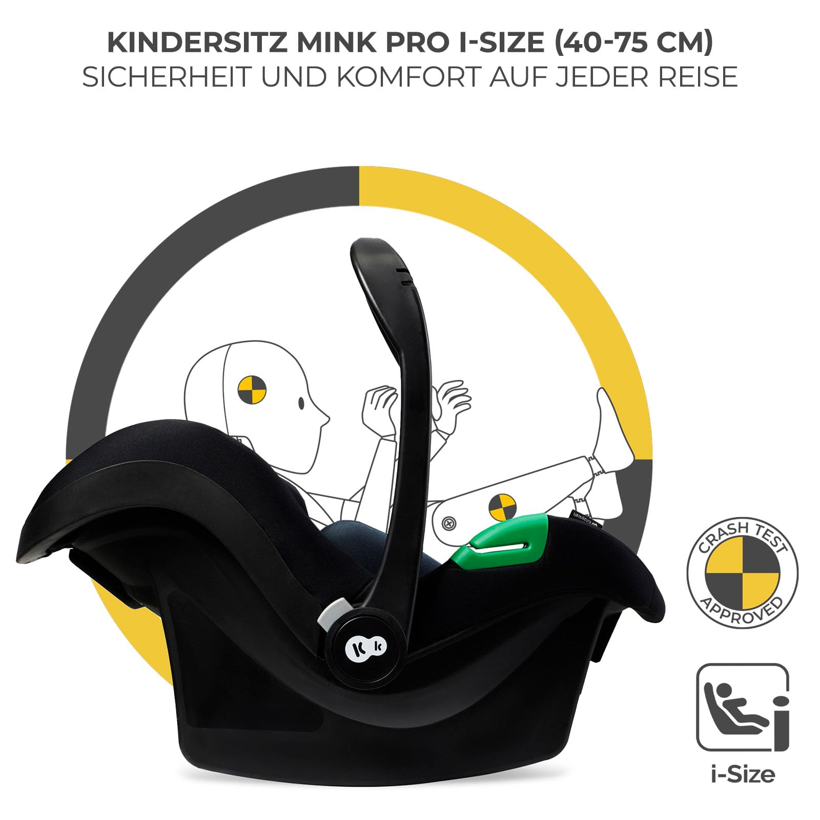 Kinderkraft MOOV 2 XL AIR Kinderwagen 3 in 1 Kinderwagenset bis 27 kg mit Kindersitz I-SIZE 40-75 cm, Große aufblasbare Räder mit Dämpfung, Verwandelbarer 2-in-1 Sitz, Babywanne, Zubehörsatz, Schwarz