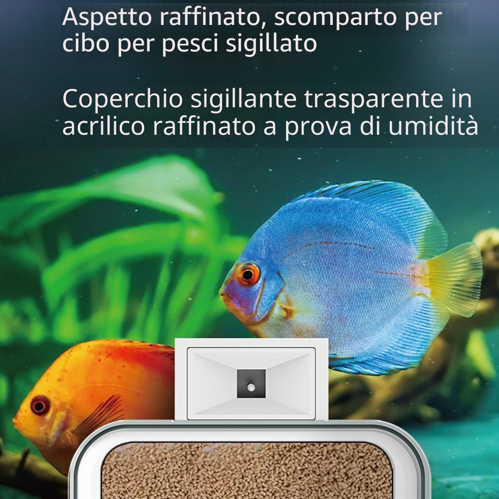 Weytoll Mangiatoia Automatica Acquario 100mL Wi-Fi App Controllo Tempo