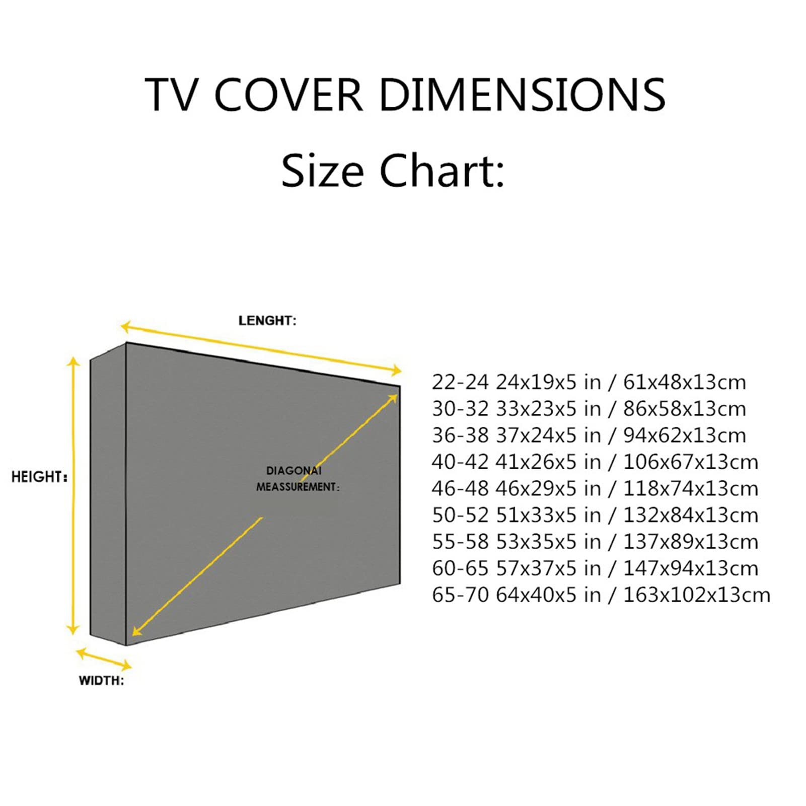 Copertura TV per Esterni Protezione UV Impermeabile, Copertura Universale per Schermo TV, per schermi da 22 a 70 Pollici per LED LCD Plasma - Nera (46?-48?)