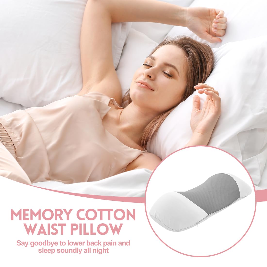 Cuscino lombare in memory foam, cuscino supporto schiena ergonomico per sedia ufficio, sedile auto e divano domestico
