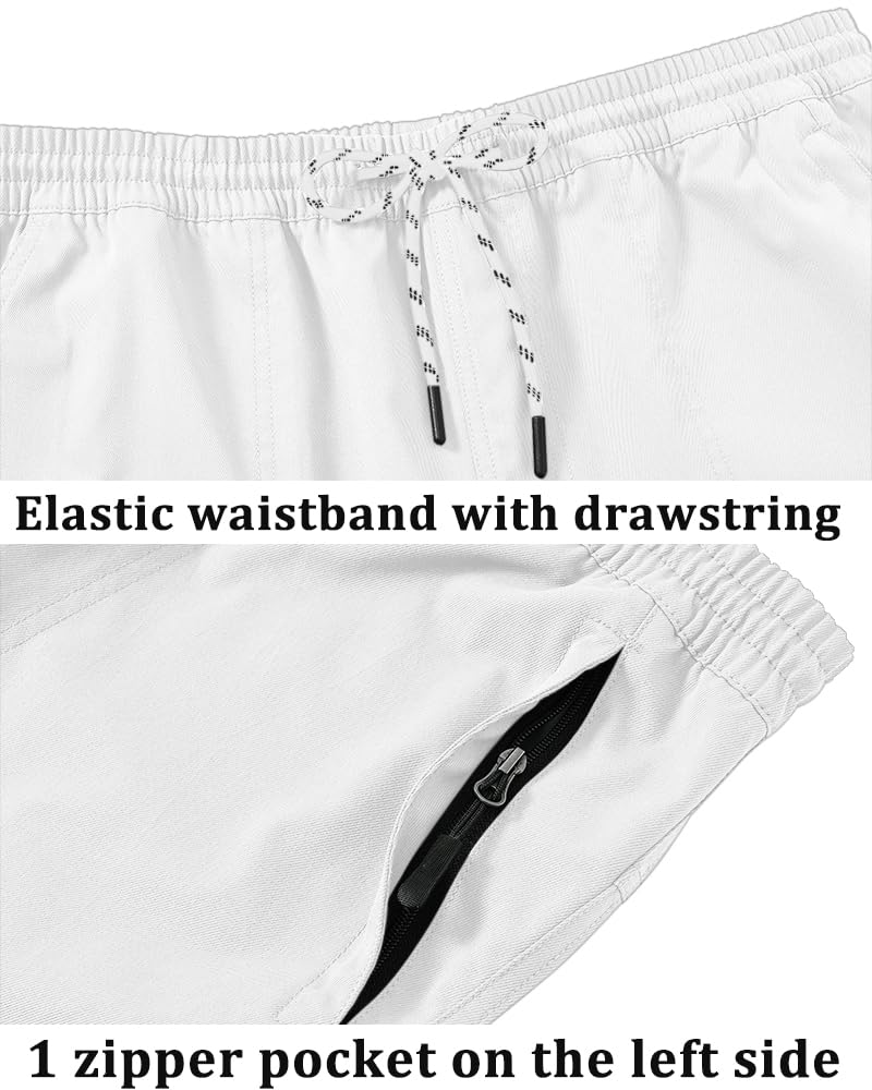 Huayuzh Pantaloni corti da uomo estivi cargo chino cotone elasticizzato per il tempo libero elastico in vita con tasche