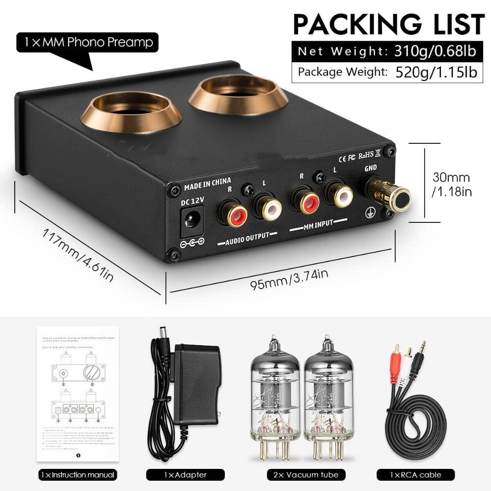 Préampli de Platine Vinyle de scène Phono, préamplificateur à Tube sous Vide Audio stéréo