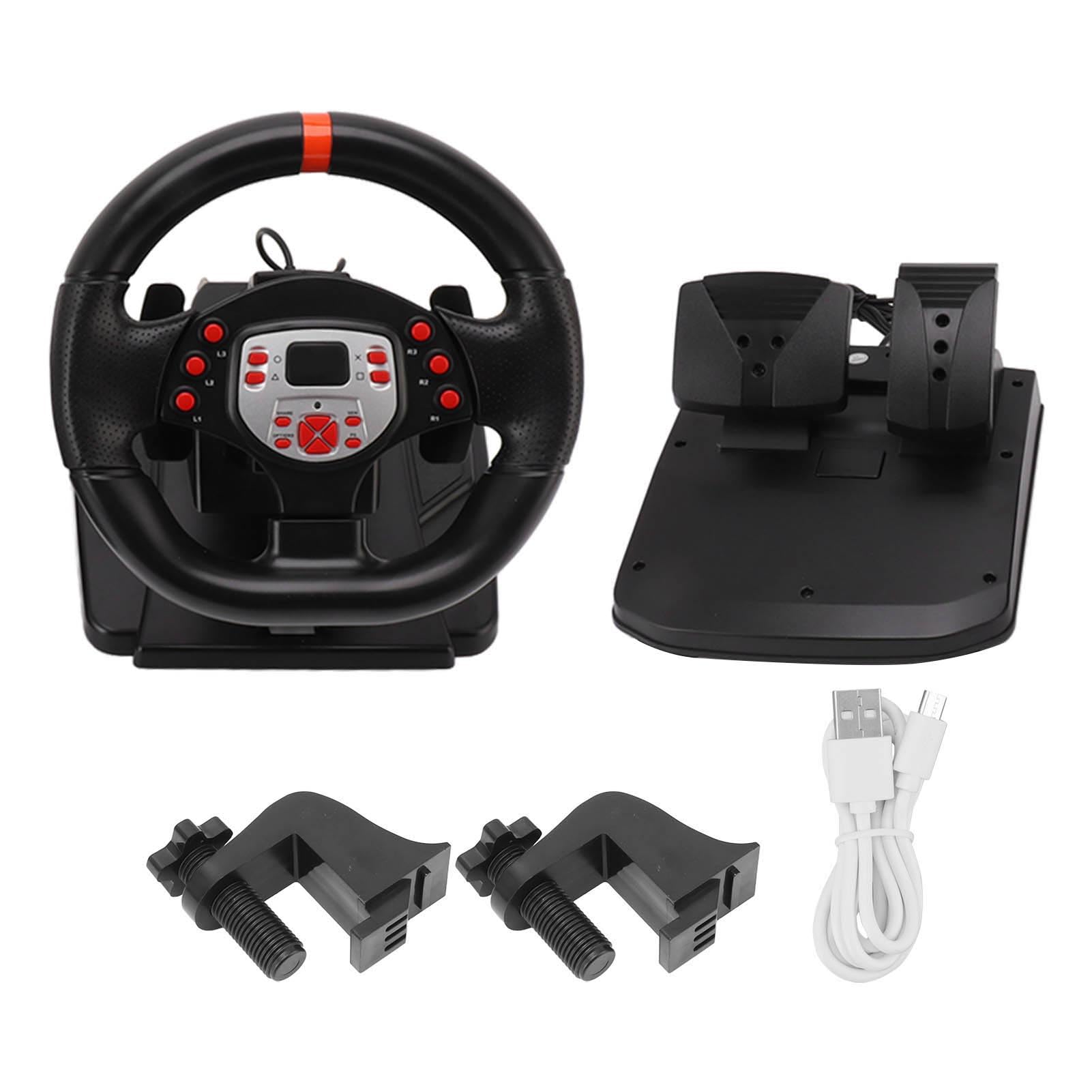 Volante per Giochi per PC con Pedali Pulsanti Programmabili Feedback di Vibrazione Reale per 360 Switch TV Box USB da 180 Gradi