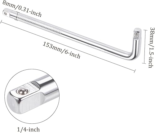 Miniatura 3 de Barra disyuntora - [1/4 de pulgada] Extensión de llave de vaso en forma de L para uso de reparación de equipos mecánicos de automóviles, acero CR-V