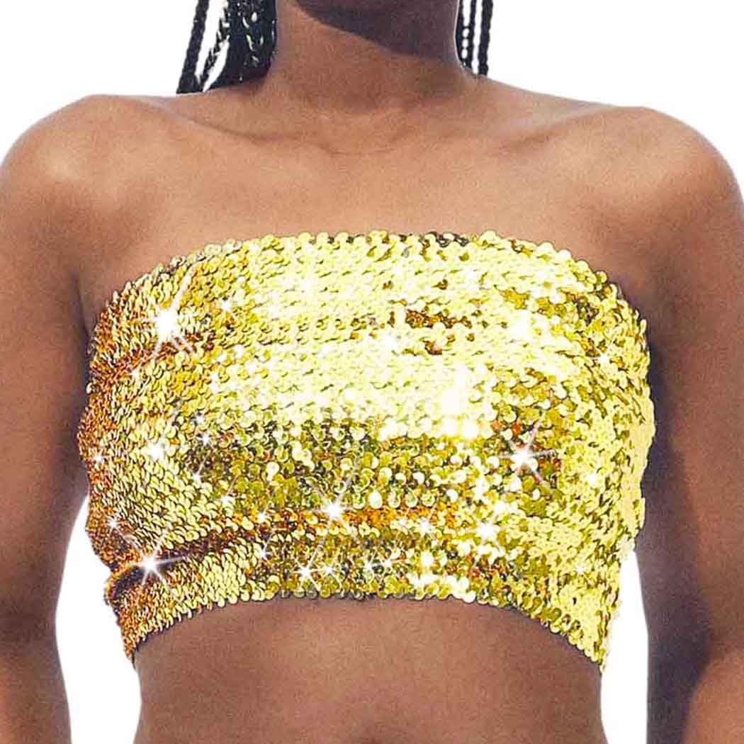 Zoestar Sequin Bra Top Sequin Crop Top Glitter Tank Top Party Performance Costume Bra for Women