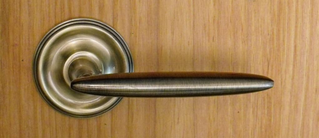 FPL Alexandria Passage Door Lever Set for Closet, Hallway, and Bedroom Doors, 2-3/4" Backset, Antique Brass Finish