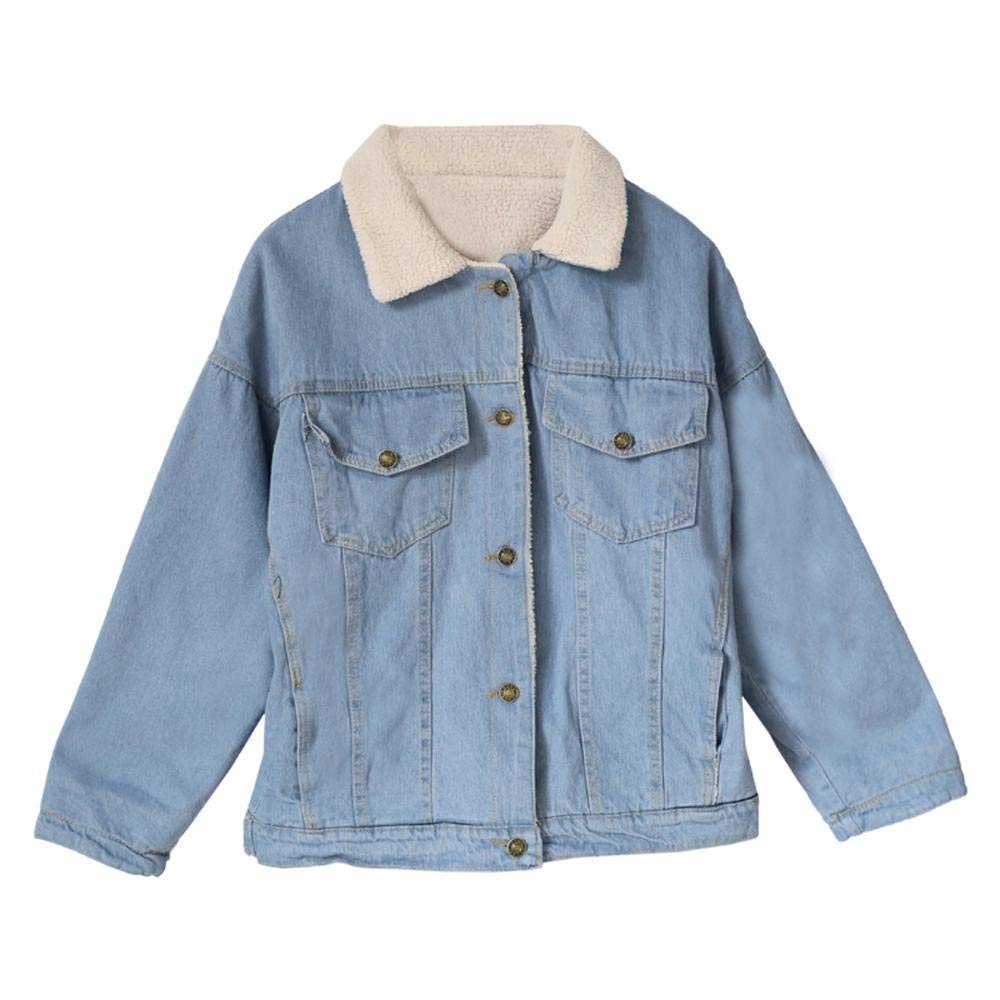 Kurtka dżinsowa damska z długim rękawem z klapą pogrubiony ciepły denim płaszcz zimowy retro vintage moda luźna na co dzień chłopak styl denim odzież wierzchnia płaszcz