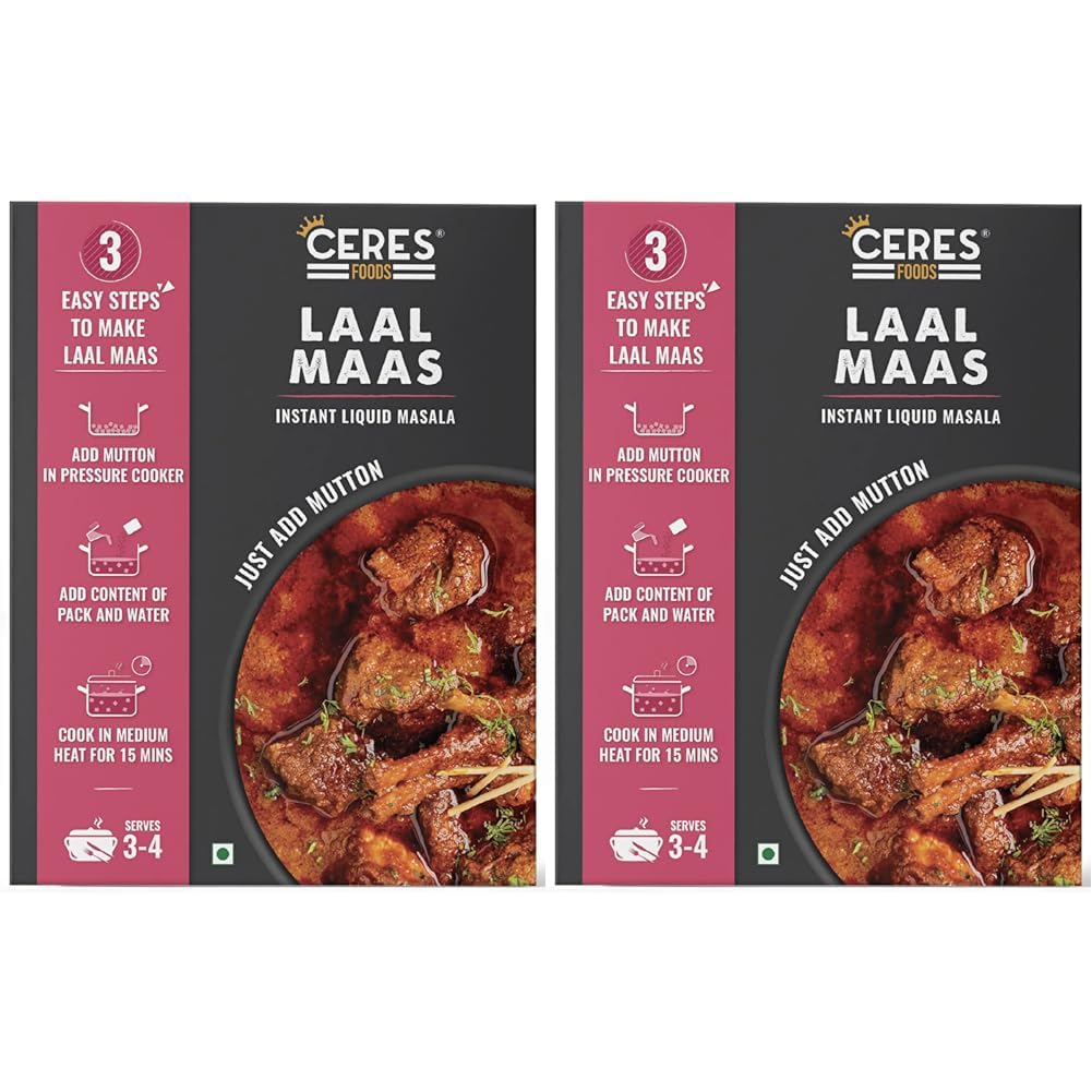 Ceres Foods Rajasthani Laal Maas Instant Liquid Masala | 3 steps Recipe | Laal Maas Gravy | Ready in 15 Mins | Serves 4 | No Preservatives​ | 200g | Just add Mutton (Pack of 2) (B0D7Z93CKJ) Amazon Price History, Amazon Price Tracker