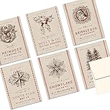 Note Card Cafe Christmas Greeting Card Set with Envelopes | 72 Pack | Blank Inside, Glossy Finish | 6 Vintage Burlap Holiday Designs | Bulk Set for Greeting Cards, Occasions, Birthdays