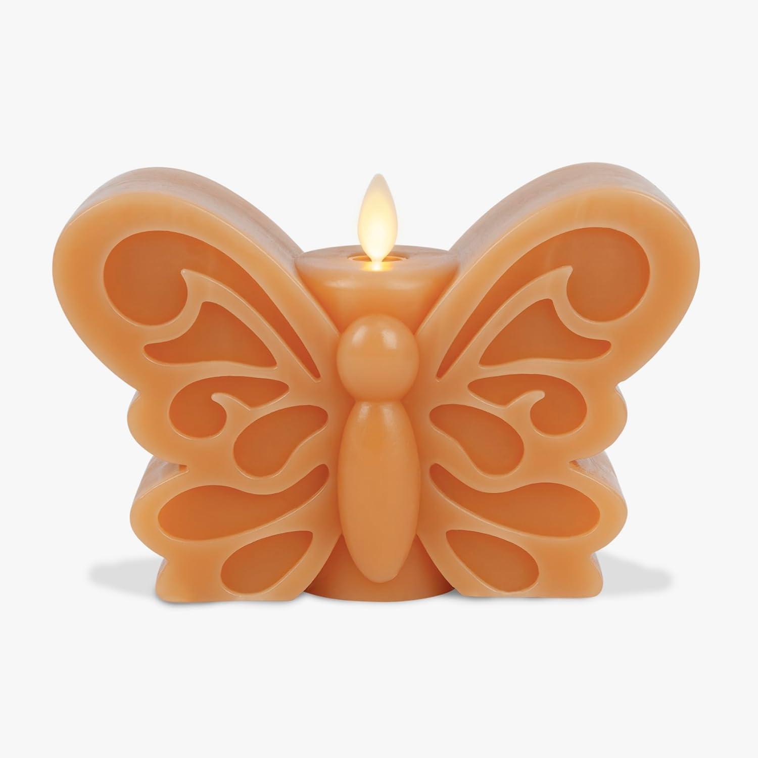Luminara Sunlit Honey Butterfly Garden Candle- Flameless Real-Flame Nature-Inspired Battery Operated LED Decor- Spring Summer Collection- 6.6" x 4.3"