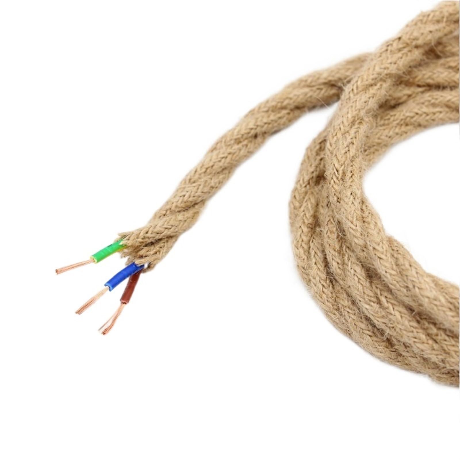 Cable Flexible Twisted DIY Lights Cable, 0.75mm 2 Cord, Retro Hemp Lamp Cord, Vintage Braided Electrical Wire Extension Connector(Color:3 Core)