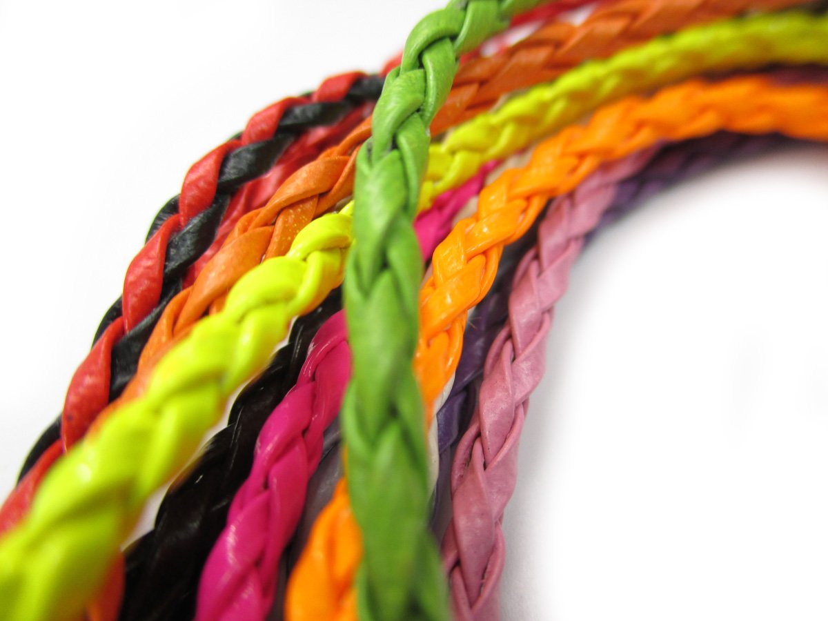 ALL in ONE Mixed Color Braided Leather Cord Plaited Rope Bracelet with Lobster Clasp Extended Chain 7