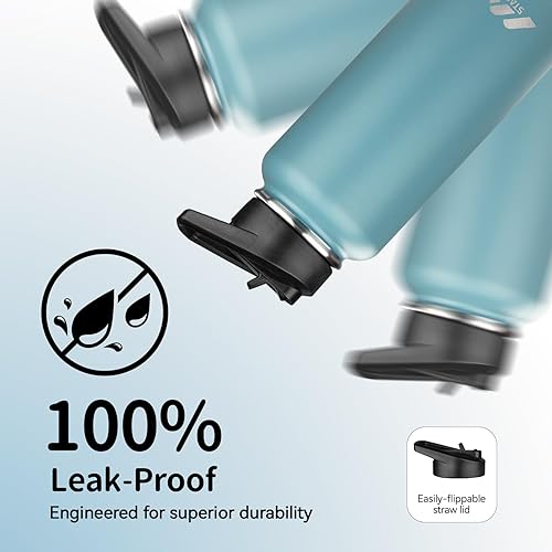 Miniatura 5 de StarSpeed Botella de agua aislada de 32 onzas con tapa con pajilla, botella de agua al vacío de doble pared de acero inoxidable, botella de agua