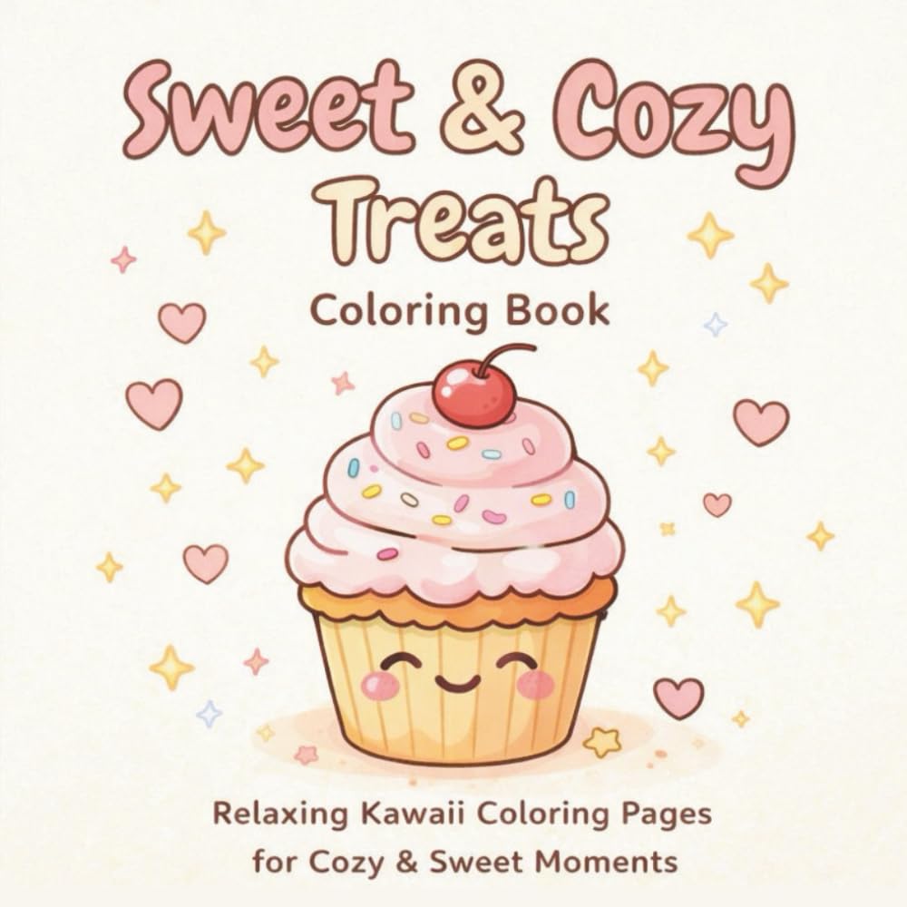 Sweet & Cozy Treats Coloring Book: Relaxing Kawaii Coloring Pages for Cozy & Sweet Moments