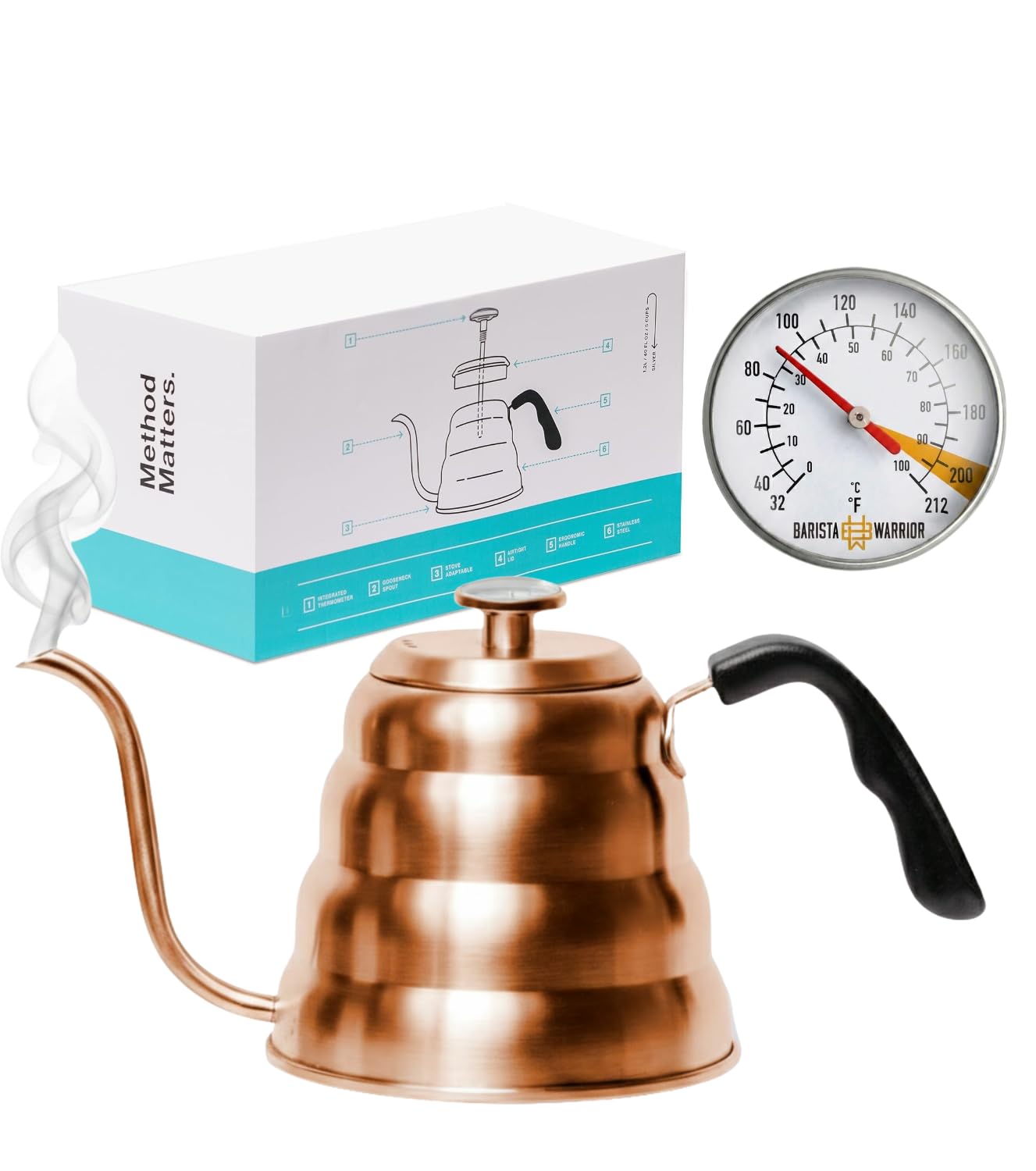 Amazon.com: Barista Warrior Gooseneck Kettle with Thermometer