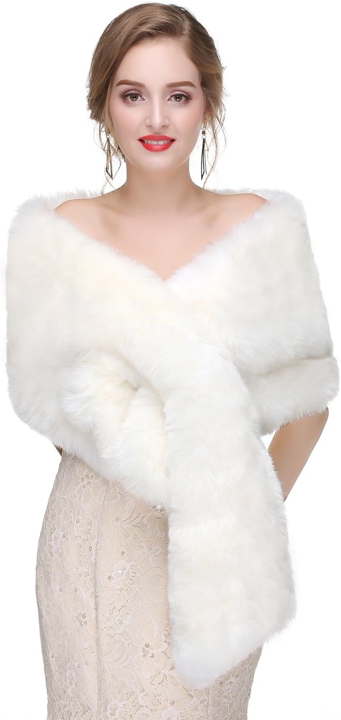 Women's Faux Fur Shawl Wraps for Wedding/Bridal/Evening Party