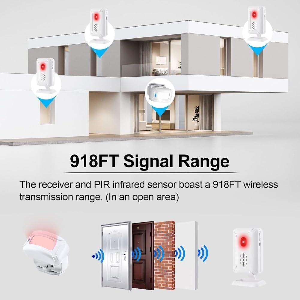 Juego de timbre con sensor de movimiento: alcance de 280 m, 36