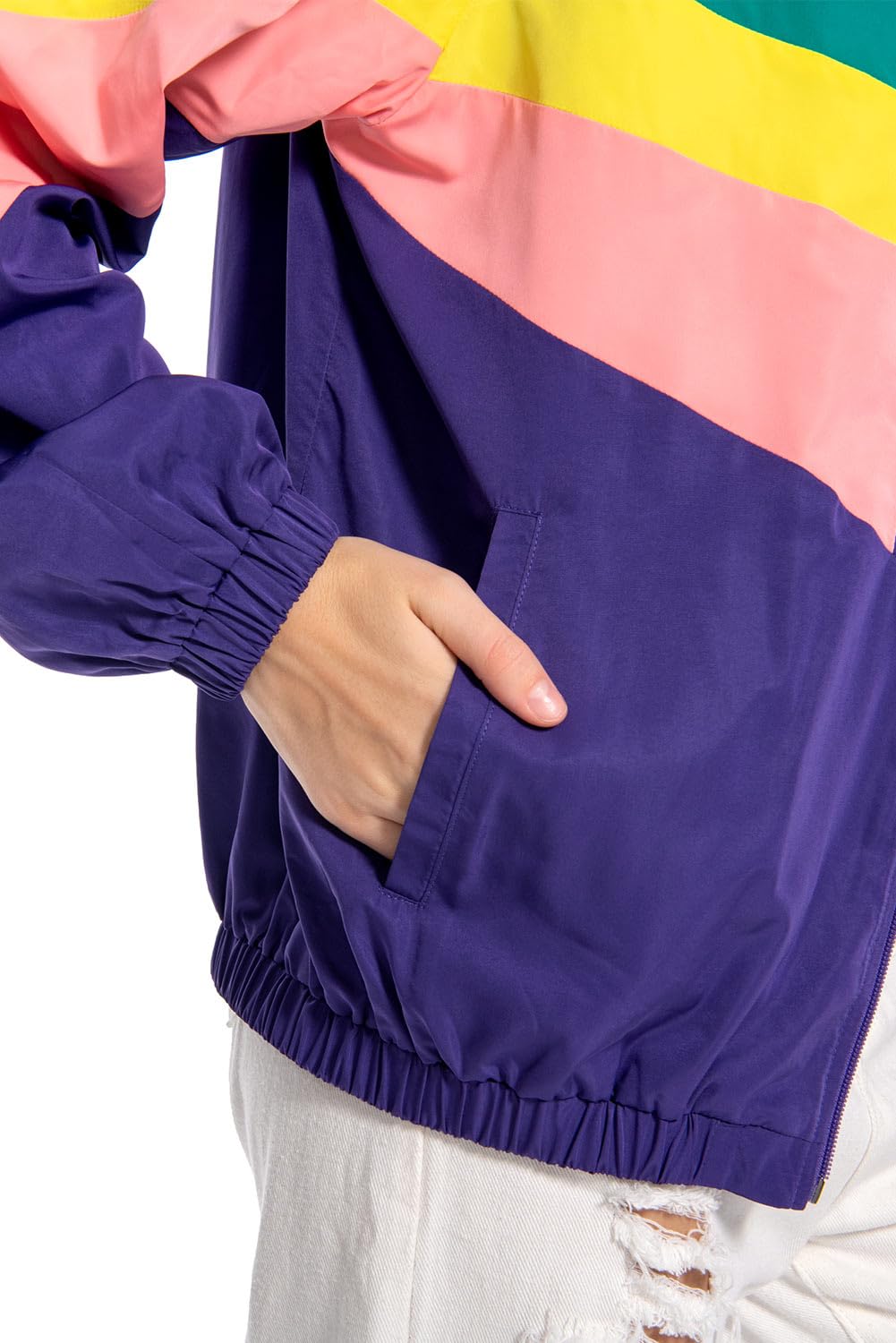 Giacca da allenamento anni '80, da donna, stile retrò, abbigliamento sportivo, colorato, hip-hop, discoteca, anni '80, anni '90