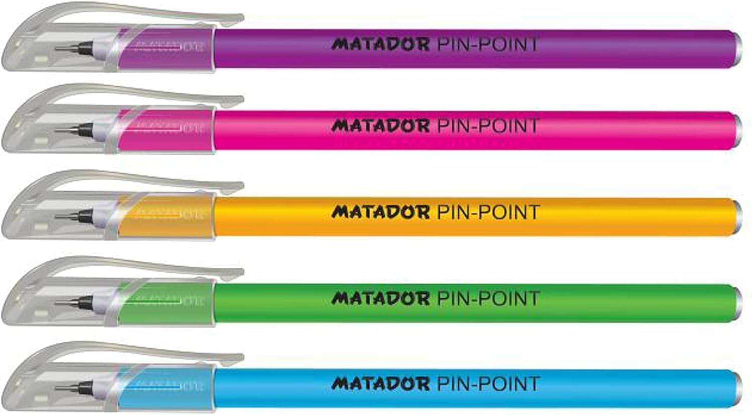 Matador Pin-Point Ball Pen | Oil Based Gel Ink | Soft Rubber Coated Body | 5 Attractive Body Colour | Retractable Fine (0.6mm) NS Tips with TC Ball | Pack of 144 (Black)