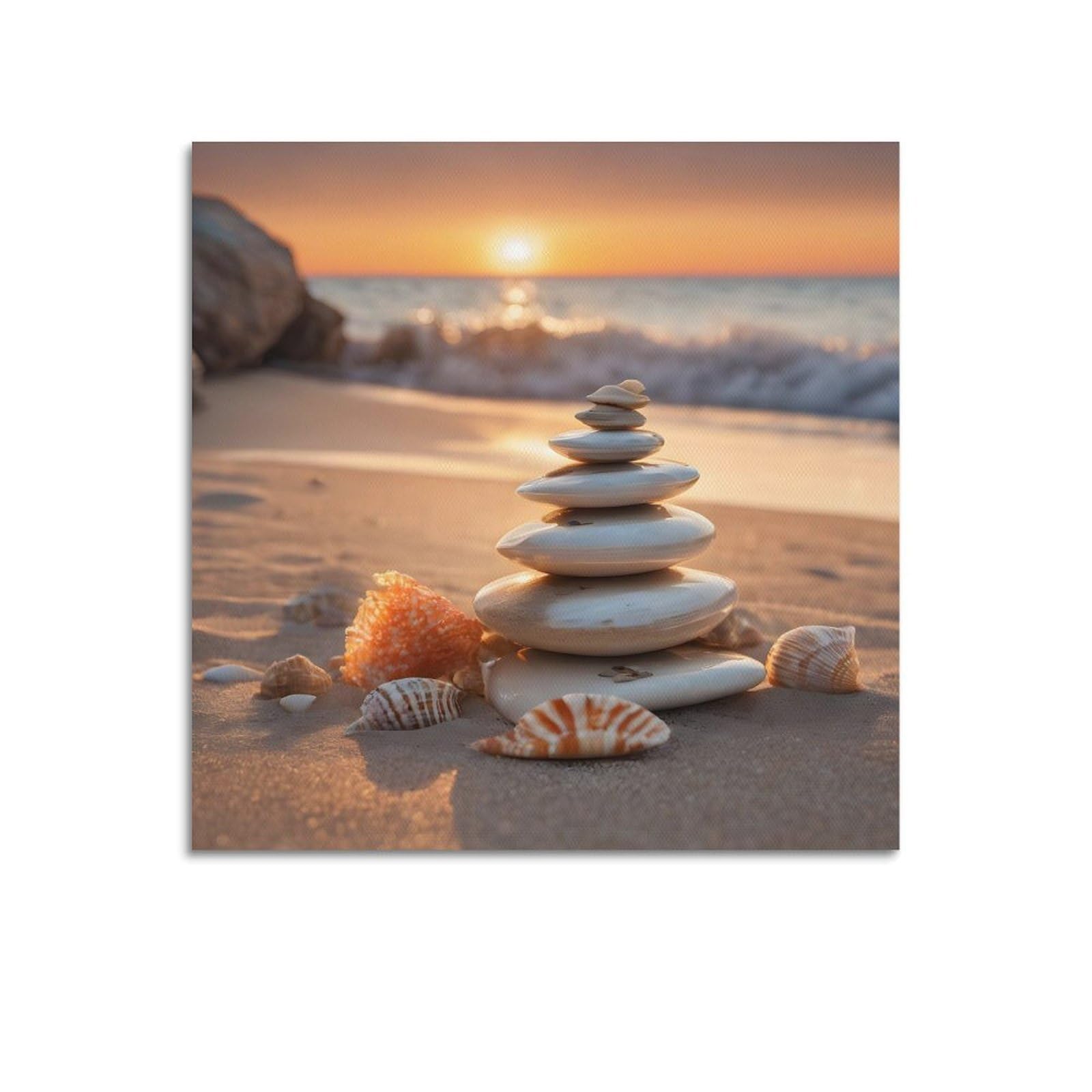 CPGLJD Zen Stones Poster Yoga Meditation Sunset Poster Decorative Painting Canvas Wall Posters And Art Picture Print Modern Family Bedroom Decor Posters 24x24inch(60x60cm)