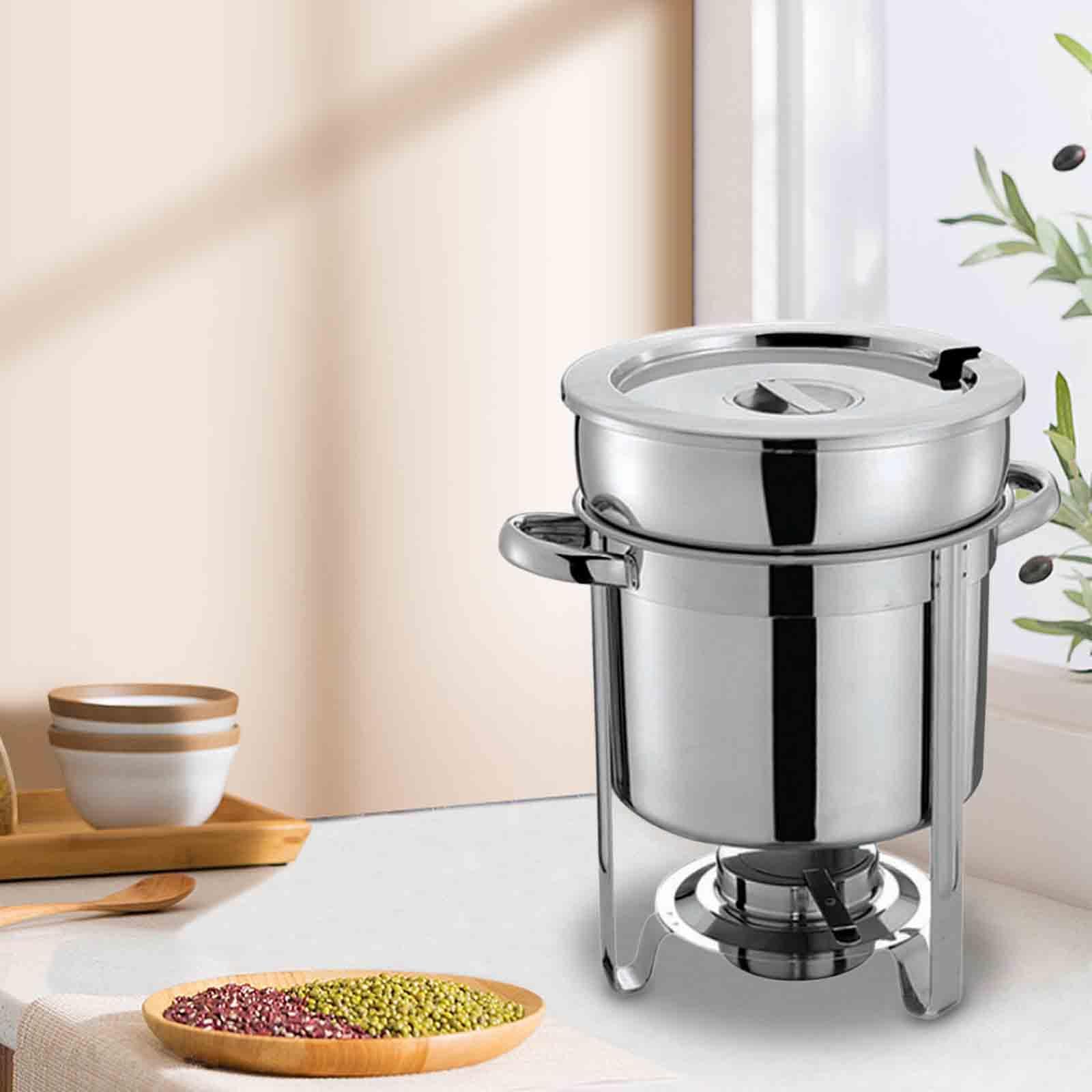Scaldavivande in acciaio inox con coperchio e ciotole per salse, per catering e sala da pranzo