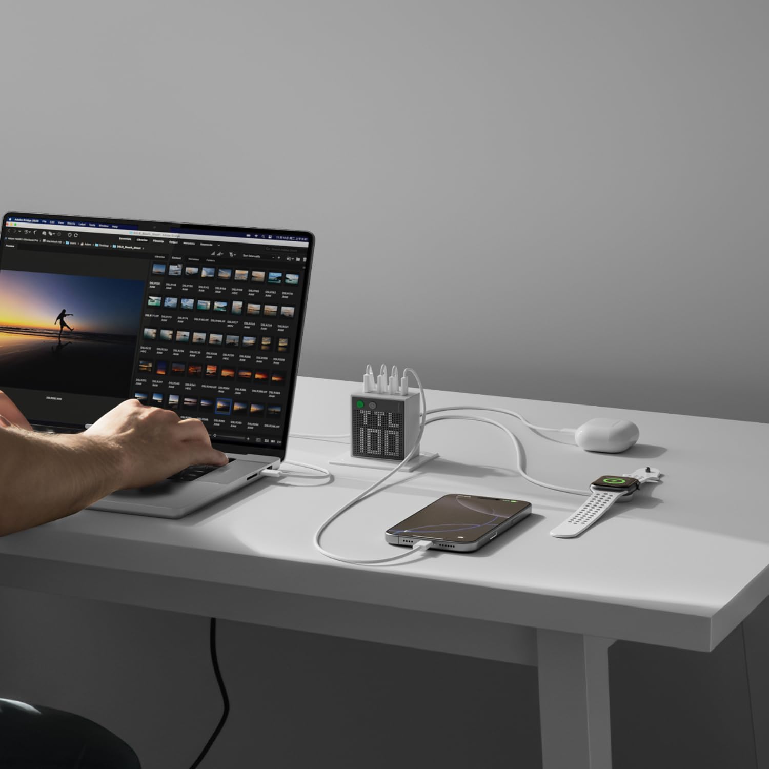 SHARGE Pixel 100 Chargeur USB-C 100W GaN 4 Ports avec Écran Intelligent