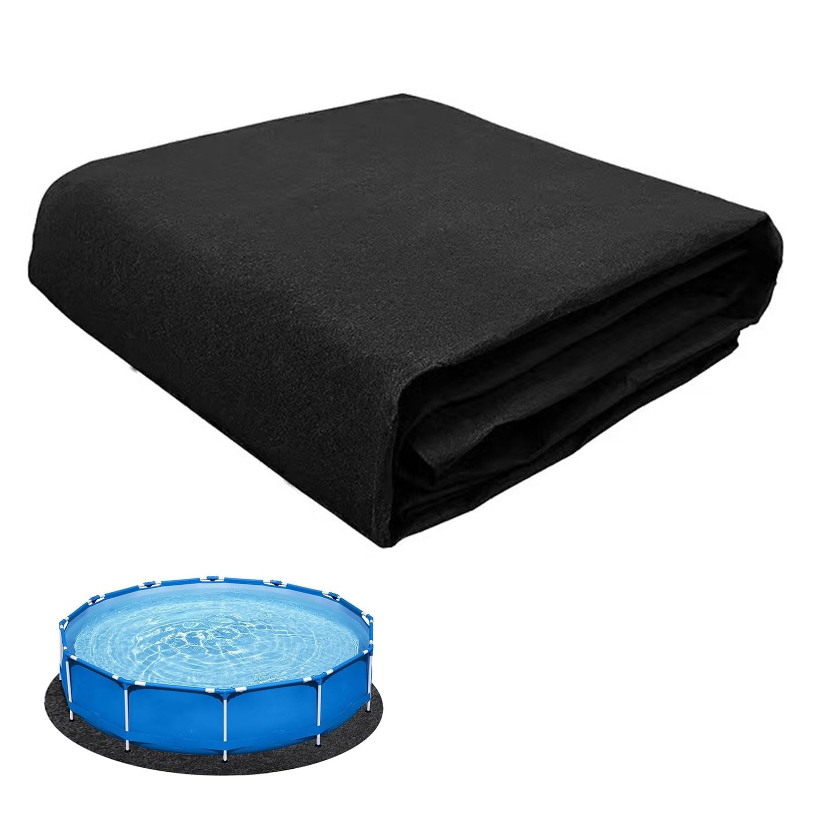 Pool Bodenplane Runden, Runde Poolmatte, Poolunterlage Rund, Vorgeschnittene Bodenplane für Aufstellpools Whirlpools, Nahtlos, Robust, Ideal für Outdoor Poolmatten (370CM)