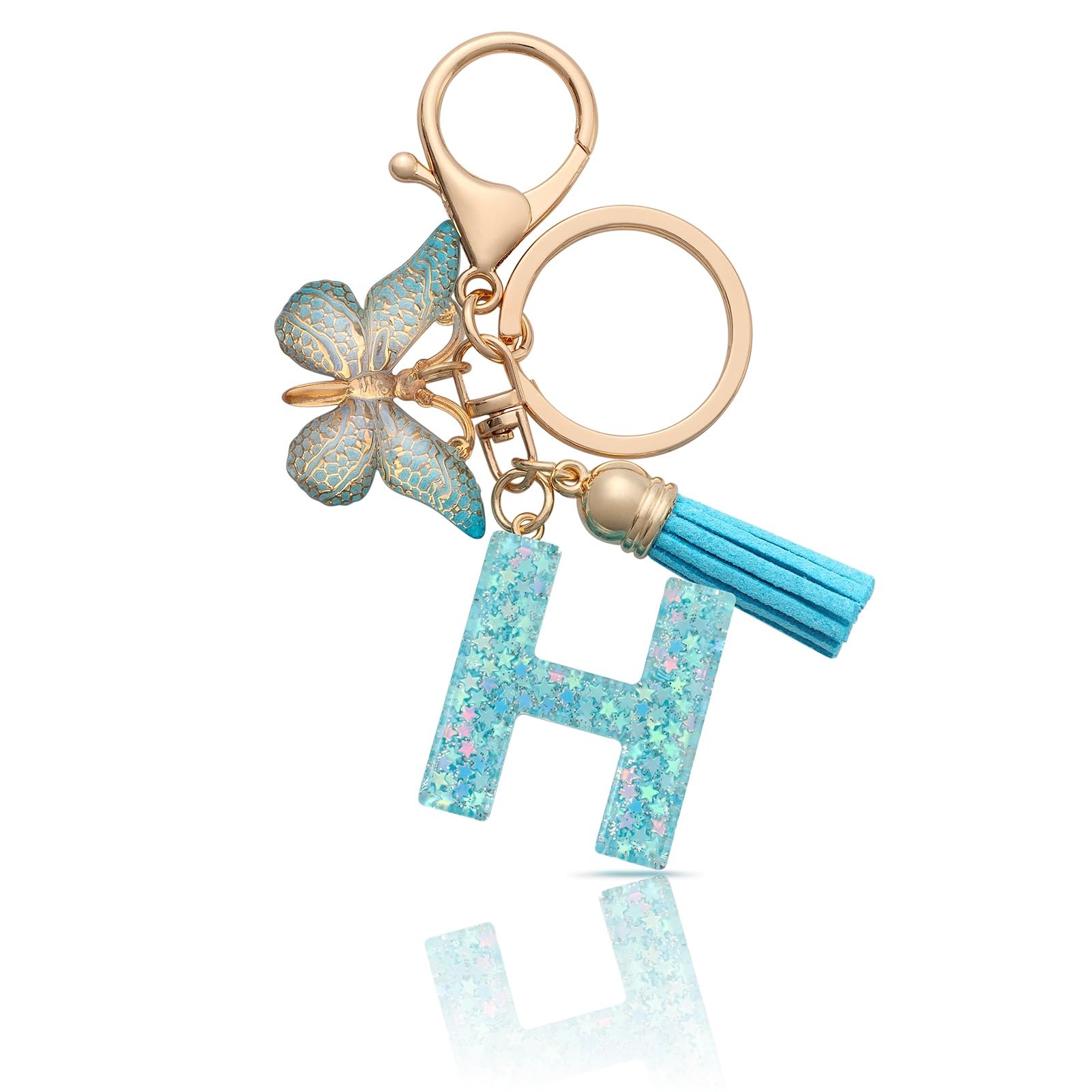 MORSUNBELA Schlüsselanhänger Buchstabe Mädchen Keychain mit Anfangsbuchstabe Schlüssel Anhänger mit Buchstaben für Frauen Damen