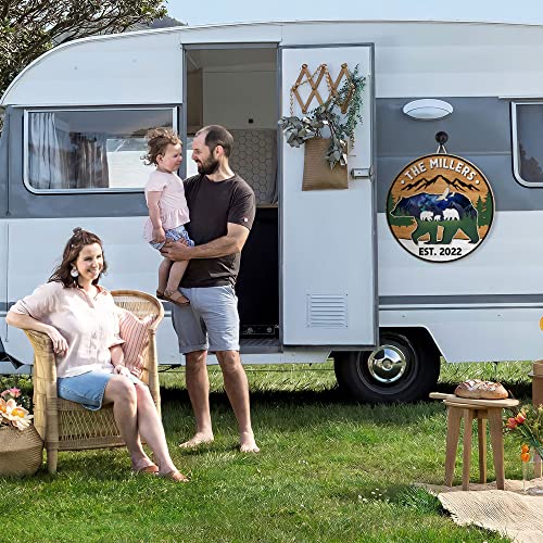 Muchnee Personalized Wood Sign, Family Last Name Lake House Décor, Bear Plaque Established Sign, Family Wood Sign, Personalized Wall Decor, Vintage Bear Wall Hanging Decoration, Custom Cabin Gift #TOP4