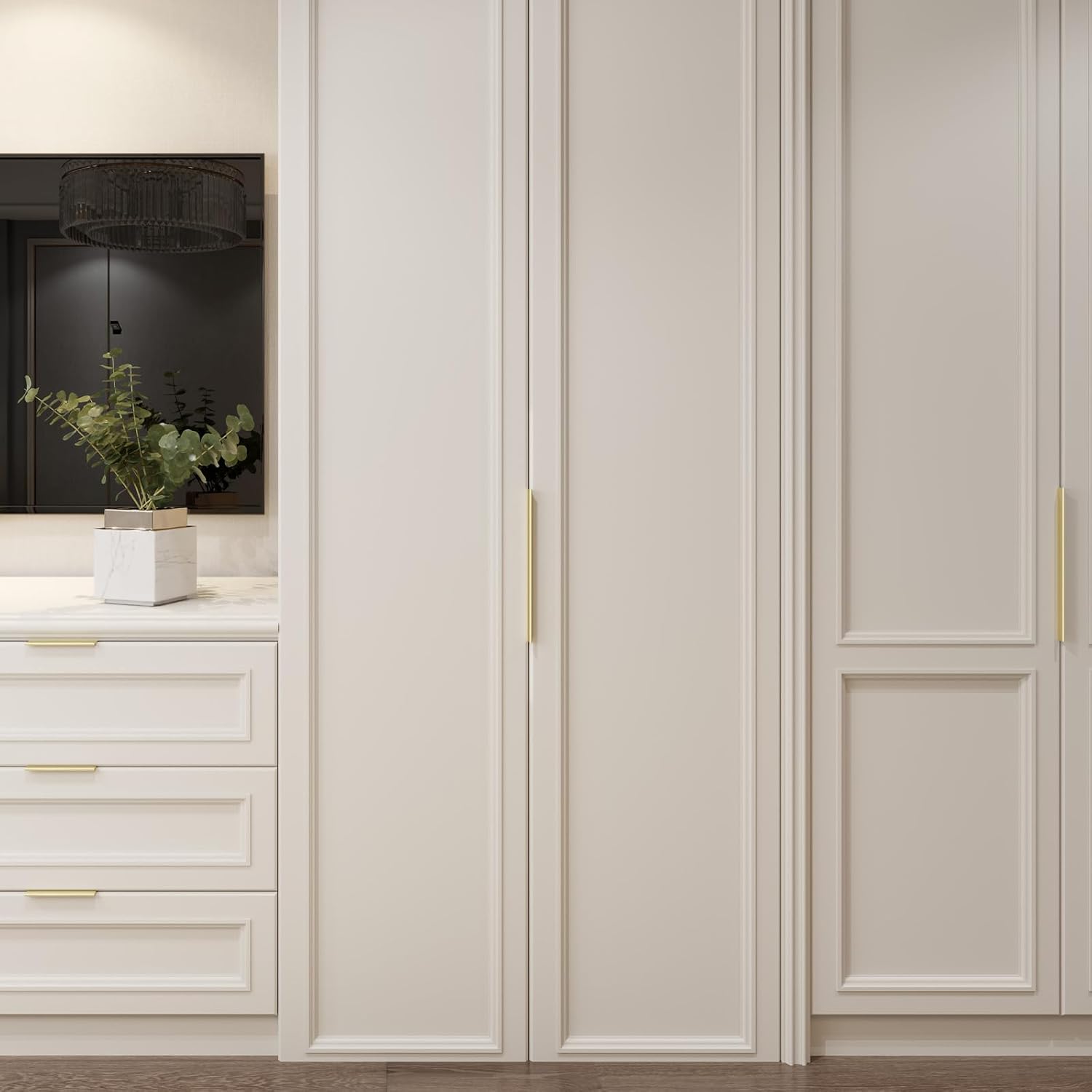 Peaha 30 Pack Finger Pulls for Cabinets Gold Edge Pulls for Cabinets Finger Pull Cabinet Handles Kitchen Concealed Drawer Pull 3 Inch Hole Center