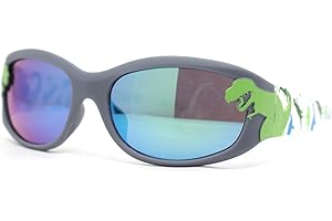 Boys Color Mirror T-Rex Dinosaur Print Arm Oval Sport Sunglasses