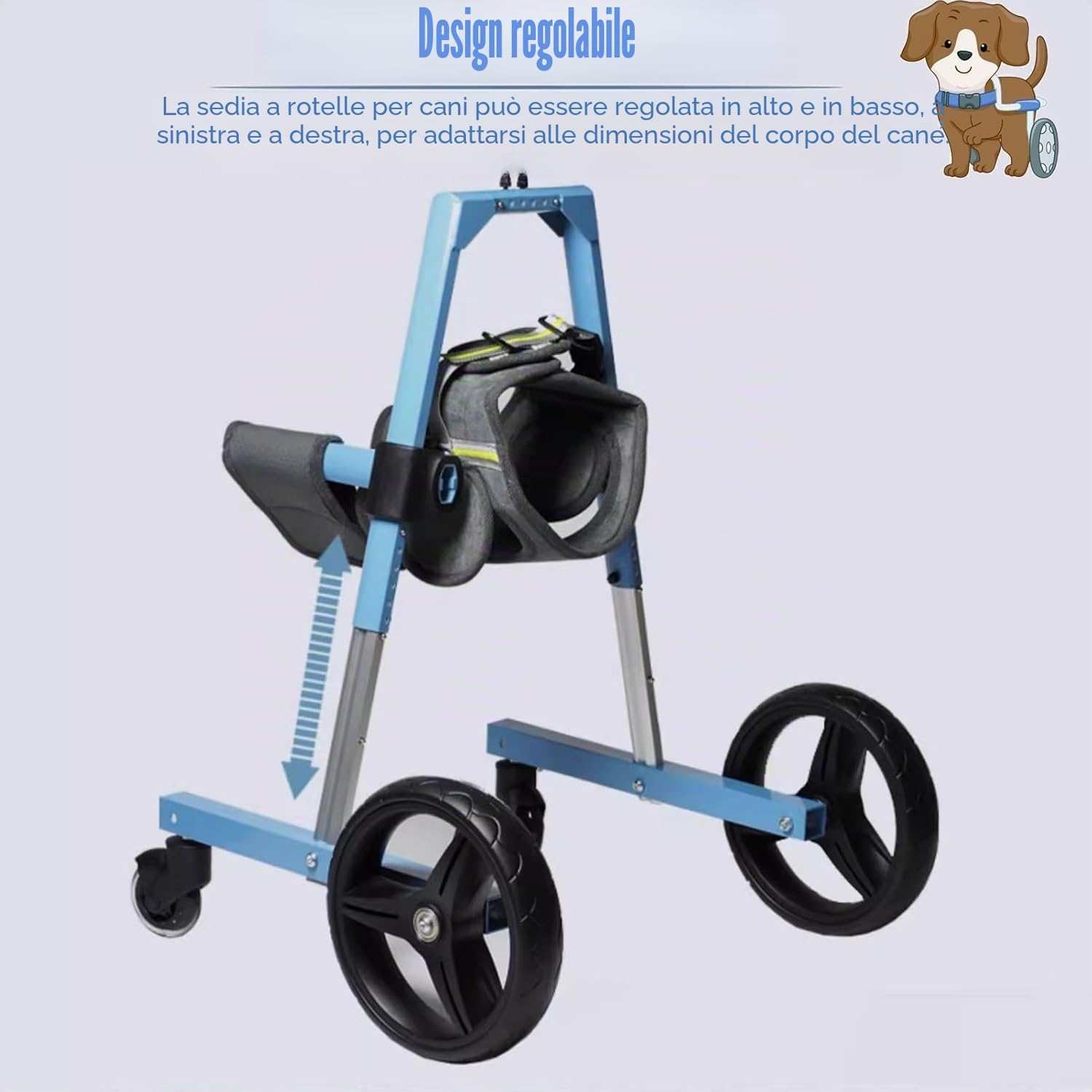 Sedia a rotelle XL per cani con supporto per zampe anteriori, supporto per la mobilità dei cani disabili, carrello regolabile su ruote, supporto per passeggiate a piedi, cani di piccola e grande