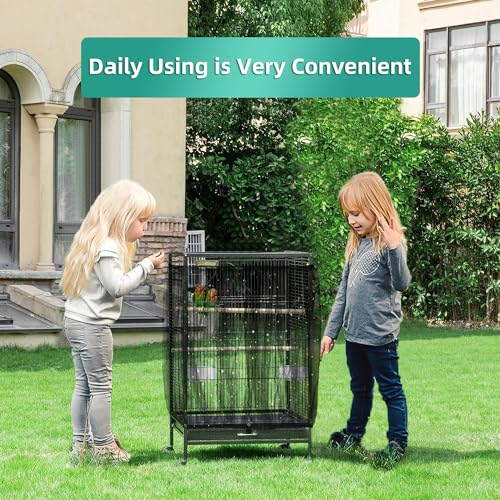 Image of Bird Cage Seed Catcher, Seed Catcher Guard Net Cover, Parrot Nylon Mesh Net Cover, Universal Soft Airy Cage Net Stretchy Skirt for Round Square Cages (Star-Black, 15.7 inch x87 inch)