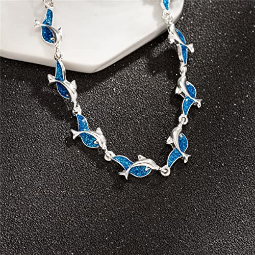 Dolphin Bracelet, Women Fashion Dolphin Charm Chain Bangle Party Ocean Jewelry Gift3