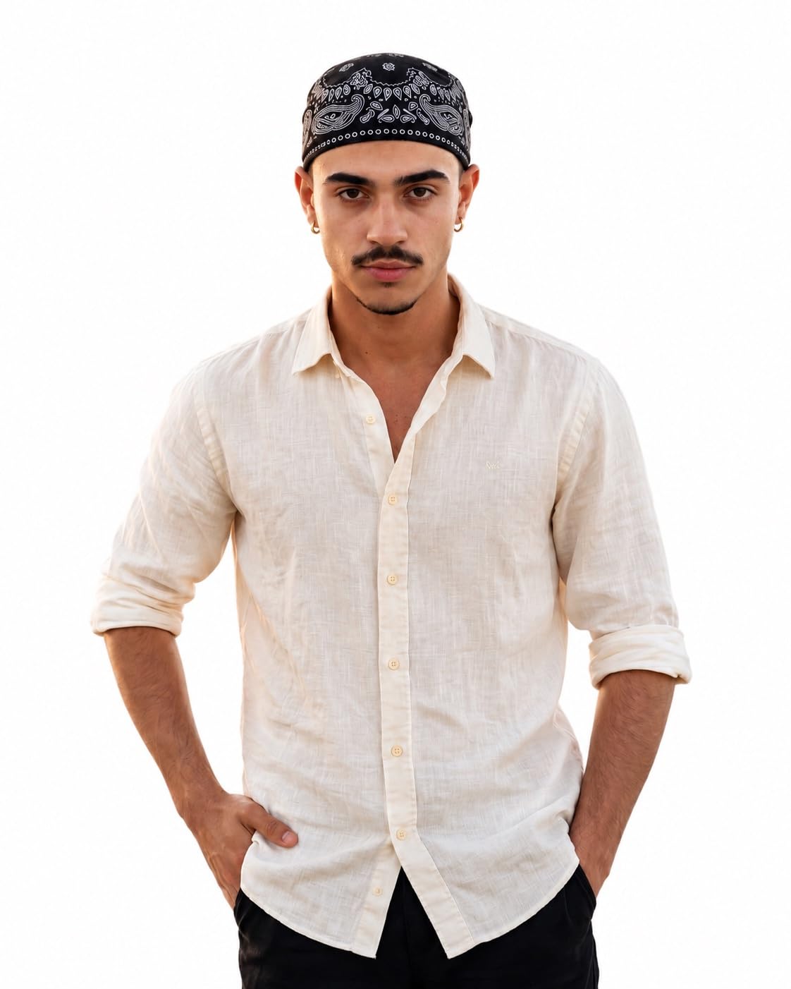 grey exim Premium Black Paisley Bandana Scarf for Men | Cotton Blend Head Wrap, Neck Scarf & Pocket Square | Lightweight, Breathable Unisex Square Scarf-picture-49