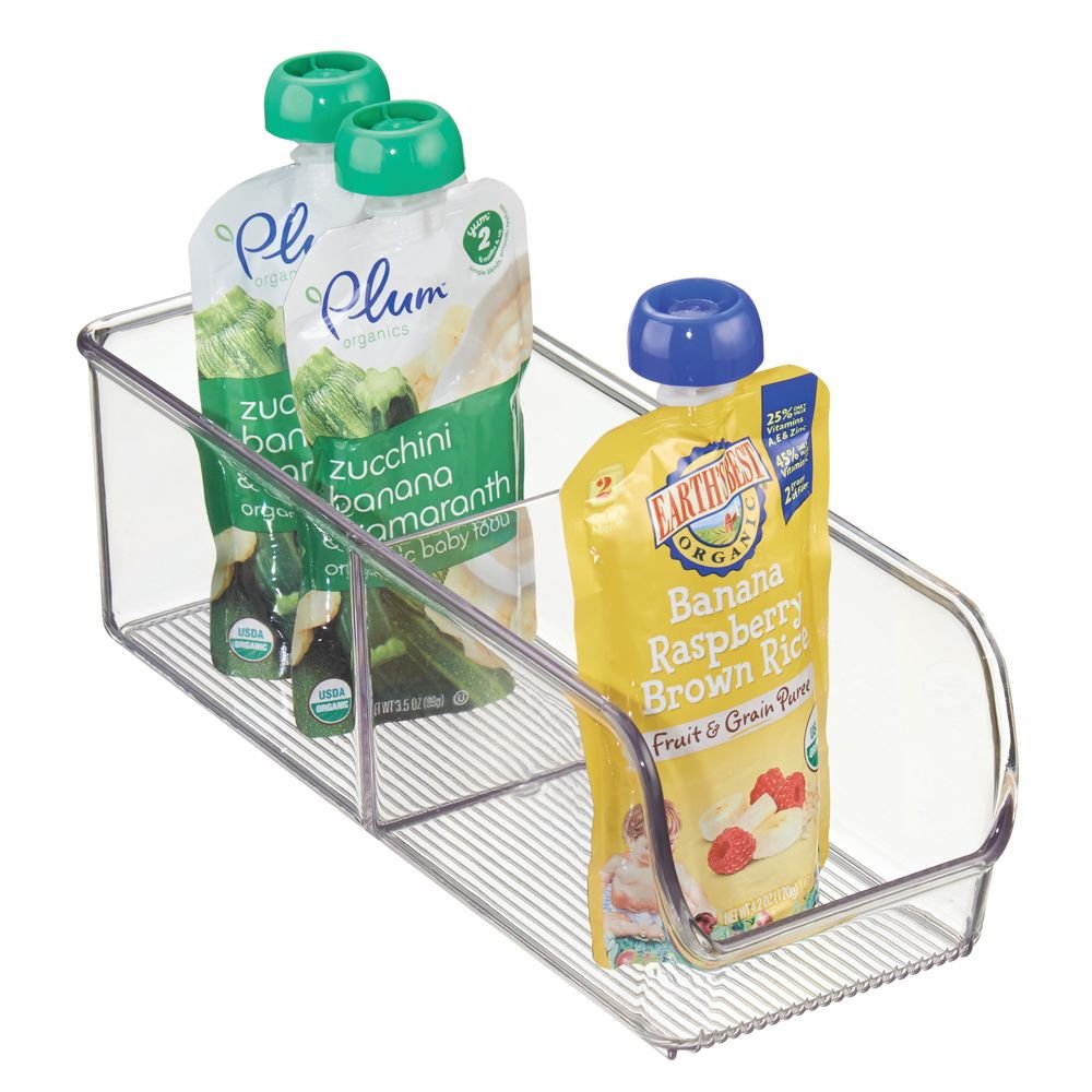InterDesign Linus Binz Storage Containers – 4 Pack, Clear Plastic, 11"x4"x3.5" For Pantry & Fridge