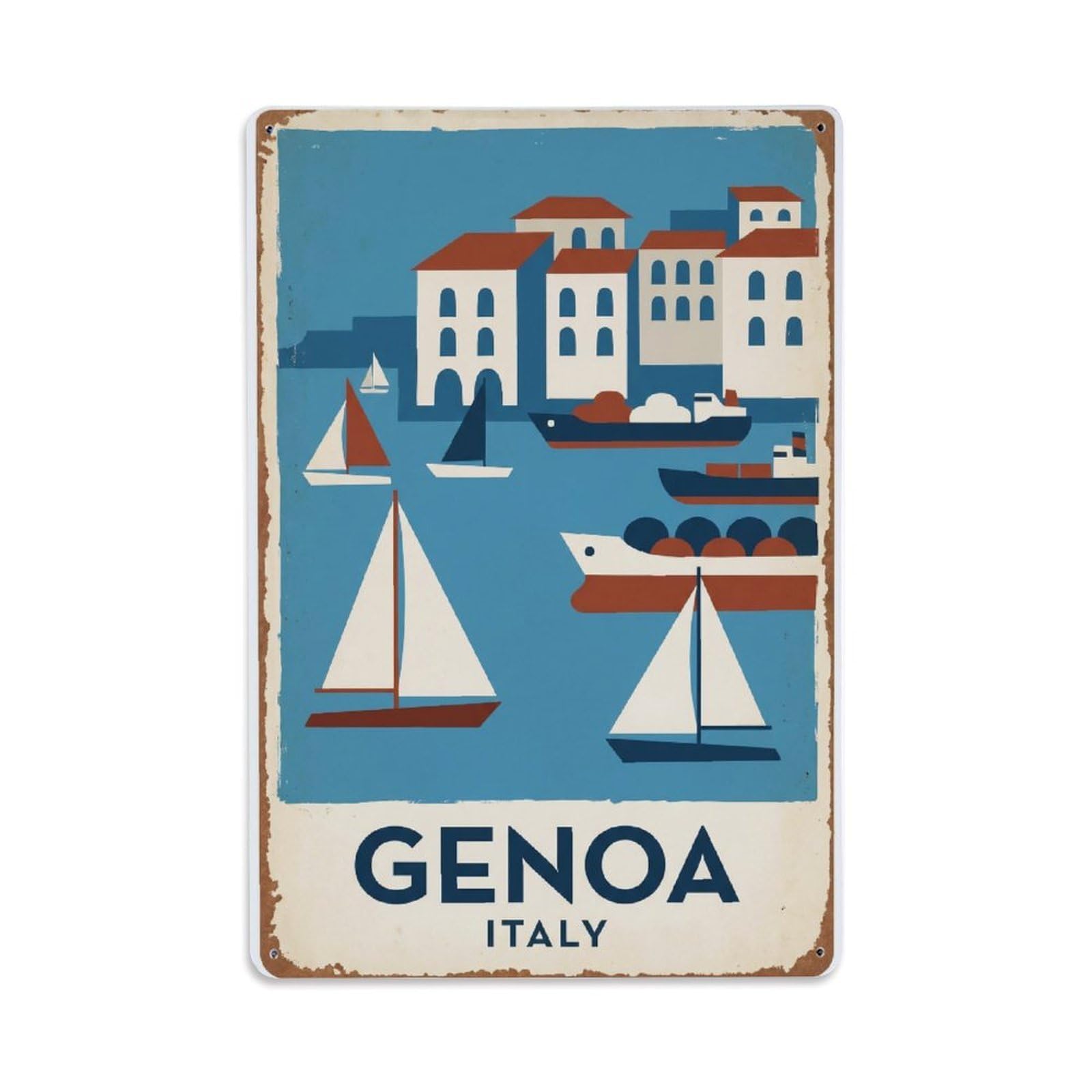 Italy Genoa Vintage Metal Tin Sign