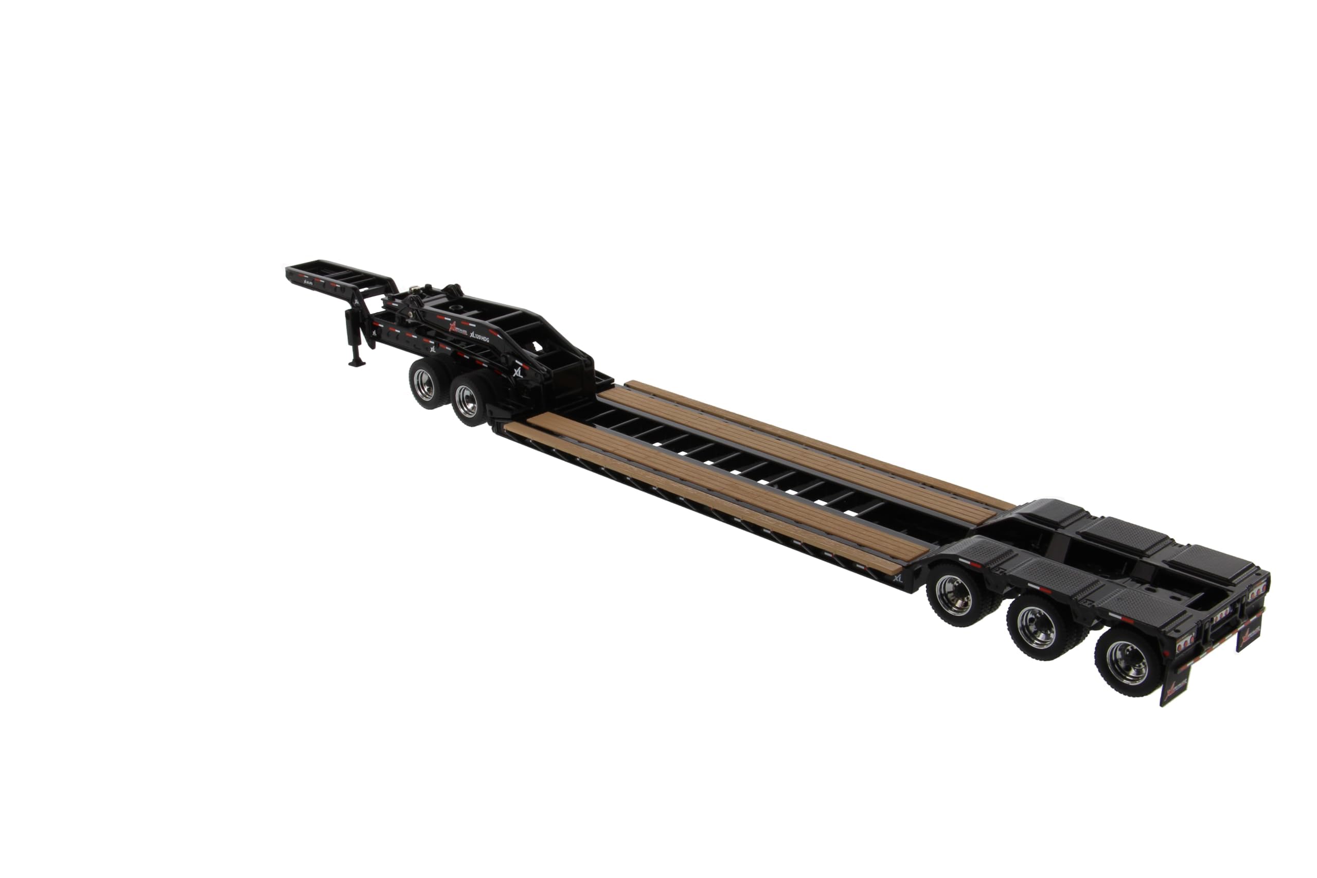 Diecast Masters 1:50 XL 120 HDG Drop Deck Trailer w/Jeep, Black, 91033 | Mit Boostern und Jeep, Displayfenster-Box, detailgetreuer Schwerlastauflieger, 91033
