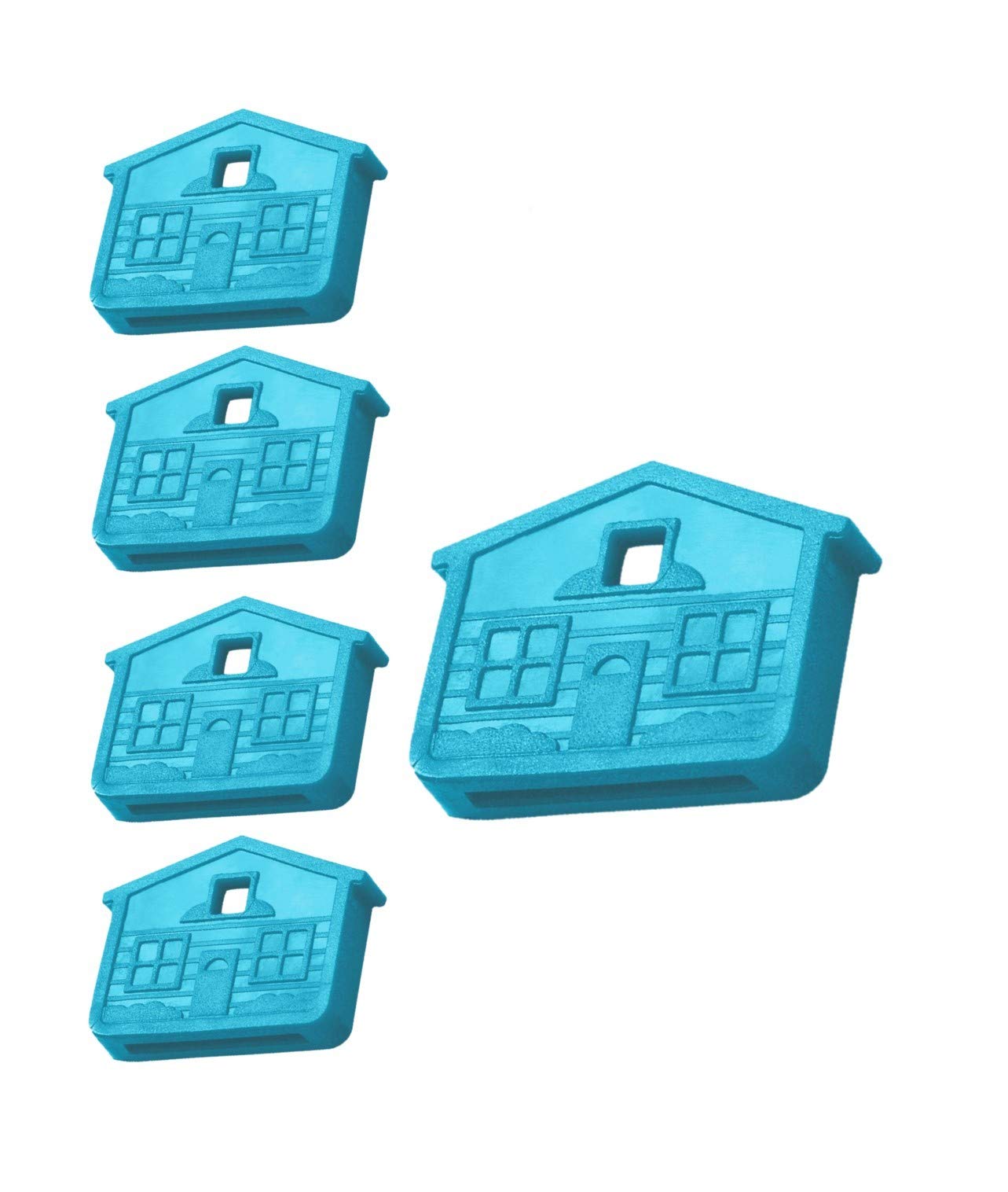 Lucky Line House Shaped Key Caps for KW1 & SC1 Key Ways, Blue, 5/PK (162305)