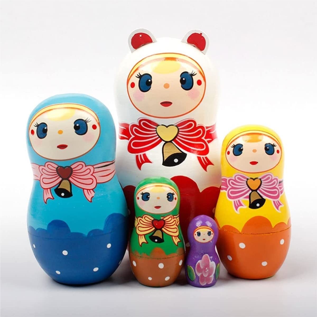 【美品】　マトリョーシカ・木製　5体入れ子人形 Amazon.co.jp: マトリョーシカ マトリョシカ 伝統的な木製の入れ子人形