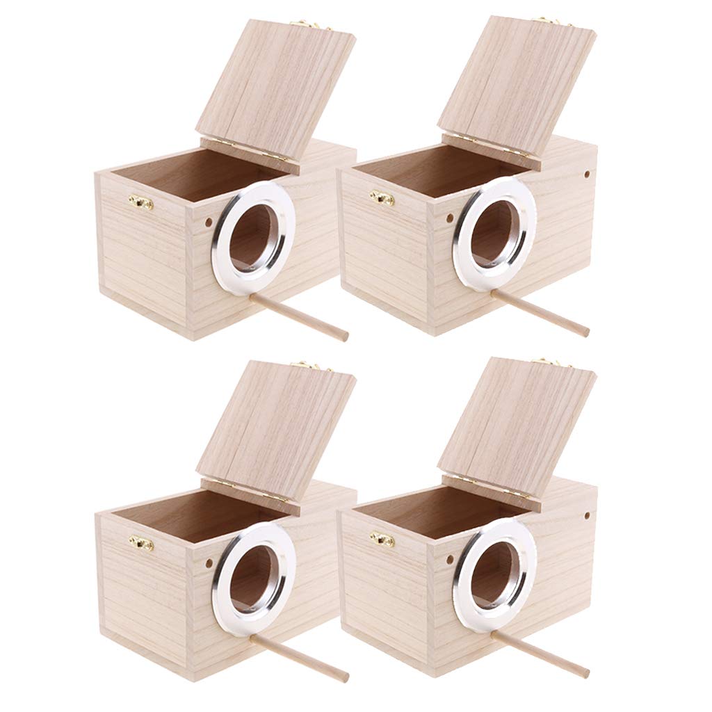 joyMerit 4Pcs Budgie Nest Box Breeding Boxes Aviary Bird Nesting With Stick