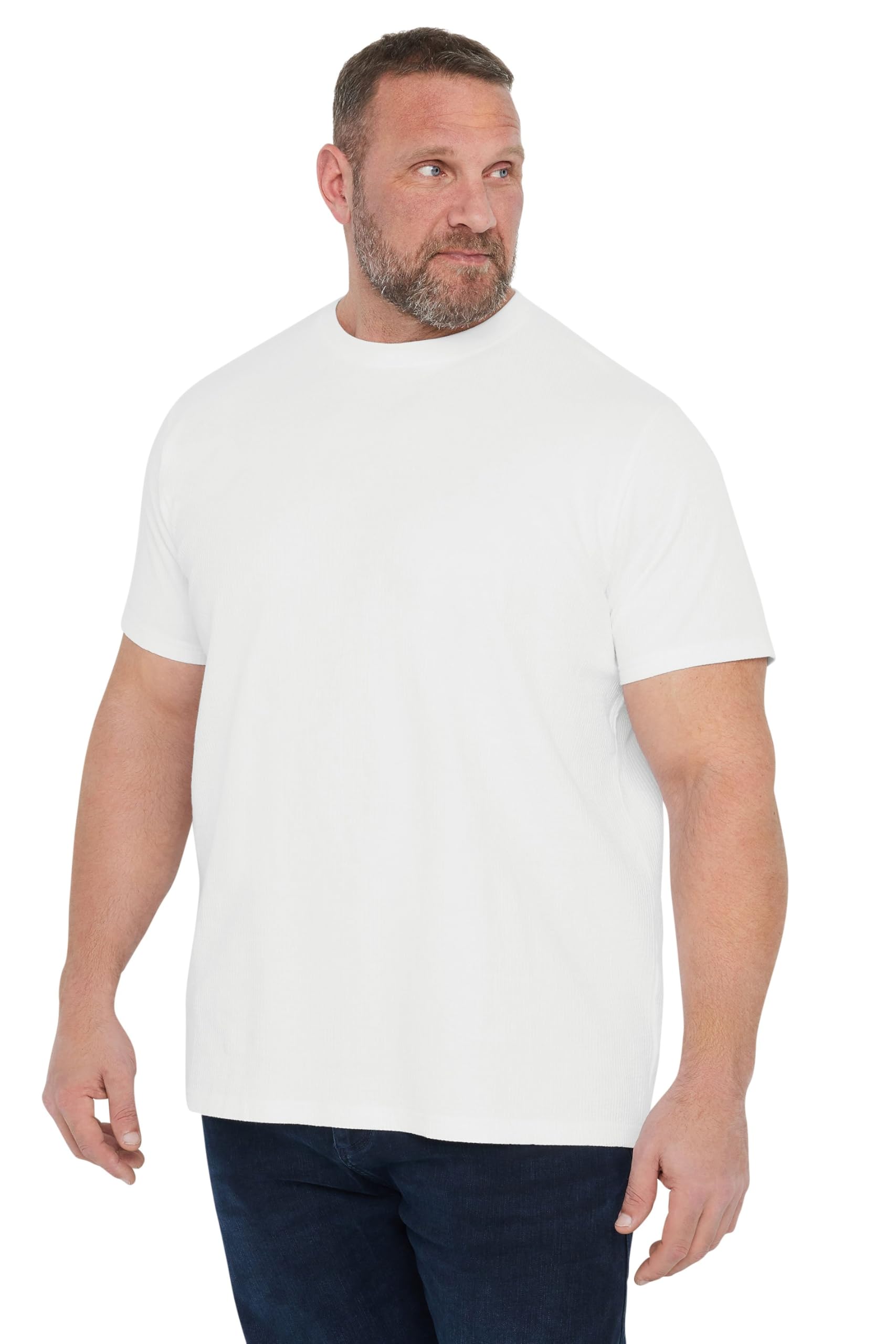 Badrhino Men's White Big & Tall Seersucker Textured T-Shirt - - Plus Curve Xxl Plus