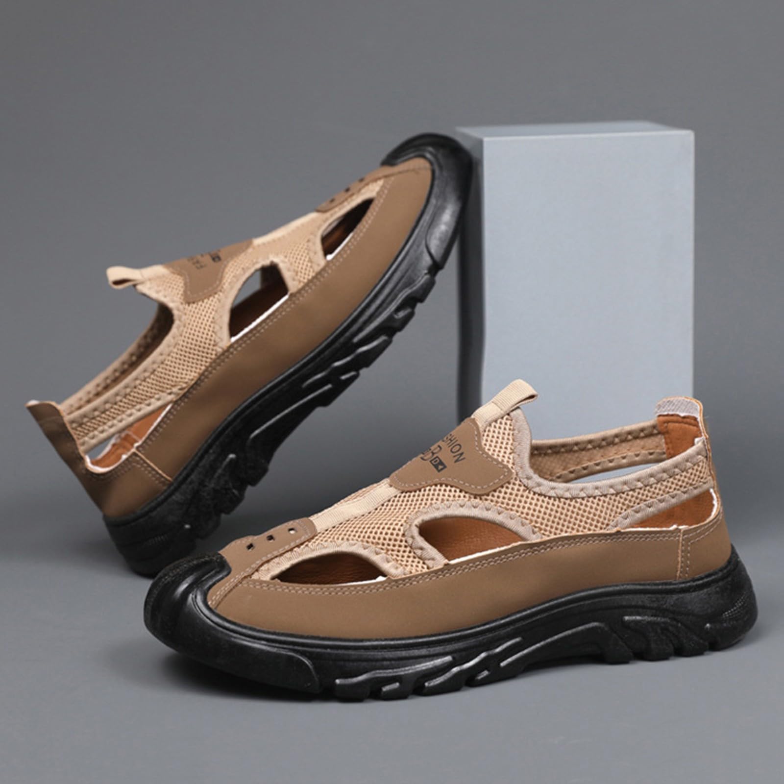 Sandali sportivi da donna – Sandali piatti da donna con suola testurizzata, sandali in rete con supporto per arco plantare, punta chiusa, scarpe da ginnastica all'aperto, escursionismo, trekking
